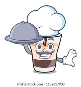 Chef with food white russian mascot cartoon