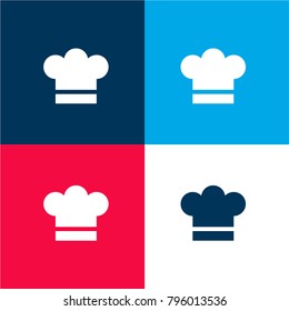 Chef four color material and minimal icon logo set in red and blue