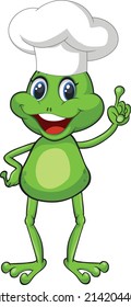 Chef Frog cartoon vector art and illustration