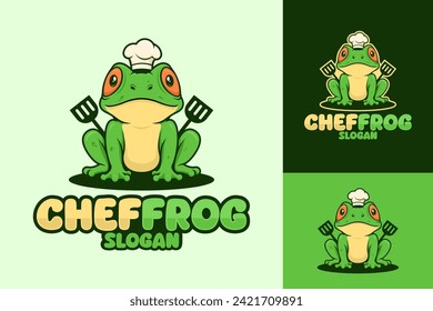 Chef Frog Mascot Cartoon Logo Design