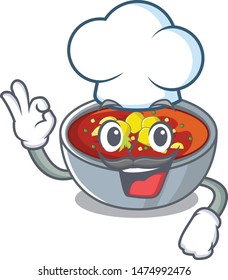 Chef gazpacho is served to cartoon plate