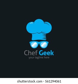 chef geek logo design template. flat style