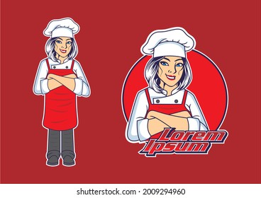 diseño vectorial de personaje de chica chef