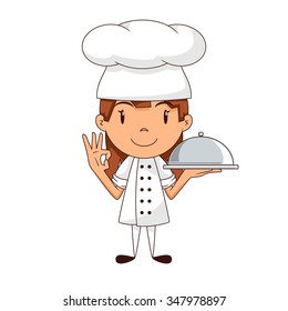Chef, girl, vector illustration