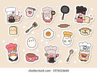 Chef gnome, cooking gnome sticker sheet, planner and scrapbook.