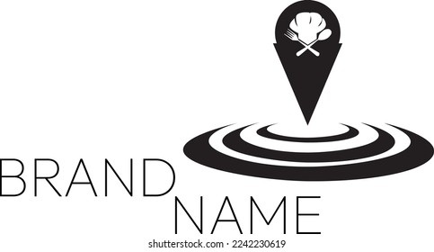 Signo de mapa de clavijas redondas para el chef GPSLogo, icono de la tienda GPS del chef creativo y moderno. Plantilla de logotipo de vectores.
