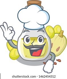Chef grape seed oil in cartoon bottle
