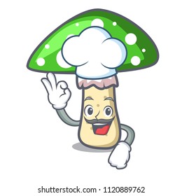 Chef green amanita mushroom character cartoon