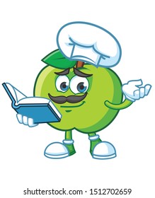 chef green apple mascot character vector