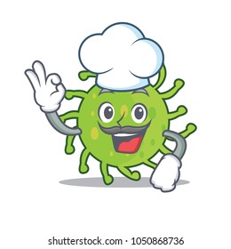 Chef green bacteria character cartoon