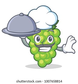 Chef green grapes mascot cartoon