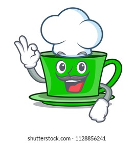 Chef green tea character cartoon