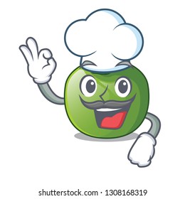 Chef green tomato with the isolated cartoons