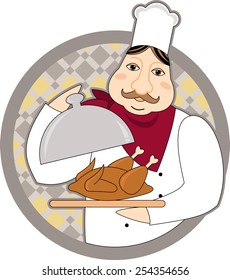 chef with grilled chicken 