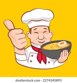 The chef guarantees the quality of the instant noodles.