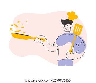 Chef. Arte de línea de estilo moderno. Vector.