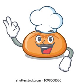 Chef hamburger bun character cartoon