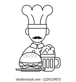 chef with hamburguer cartoon