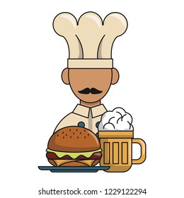 chef with hamburguer cartoon