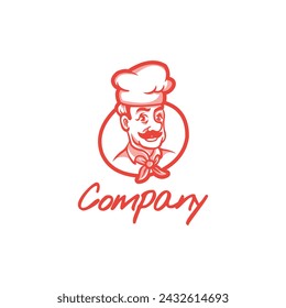 diseño de ilustración de logotipo dibujado a mano del chef