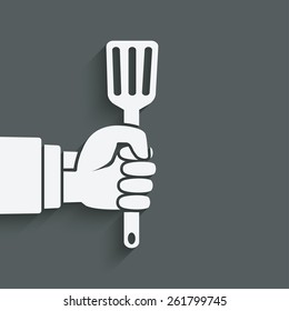 chef hand with turner - vector illustration. eps 10