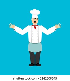 Chef happy. Cook merry. kitchener Vector illustration