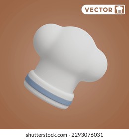 chef hat 3D vector icon set, on a brown background