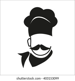 Chef hat and big mustache. Menu card. Flat design style. Emblem. Logo. Vector illustration.Chef icon,Chef icon vector,Chef hat icon,Chef hat vector,hat vector icon,hat icon vector,Chef hat icon vector