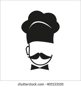 Chef hat and big mustache. Menu card. Flat design style. Emblem. Logo. Vector illustration.Chef icon,Chef icon vector,Chef hat icon,Chef hat vector,hat vector icon,hat icon vector,Chef hat icon vector