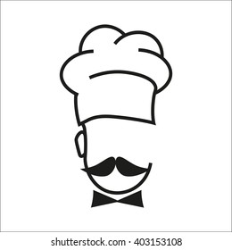Chef hat and big mustache. Menu card. Flat design style. Emblem. Logo. Vector illustration.Chef icon,Chef icon vector,Chef hat icon,Chef hat vector,hat vector icon,hat icon vector,Chef hat icon vector