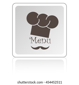 Chef hat and big mustache. Menu card. Flat design style. Vector 