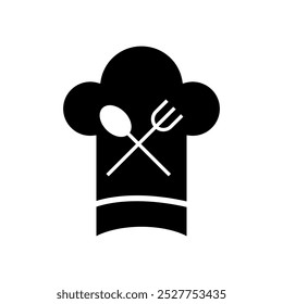 Chef hat black icon, concept illustration, glyph symbol, vector flat sign.