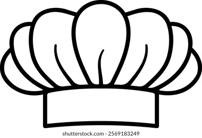 chef hat with black outline no background