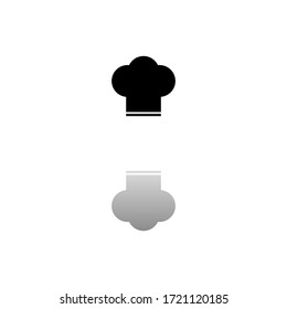 Chef hat. Black symbol on white background. Simple illustration. Flat Vector Icon. Mirror Reflection Shadow. Can be used in logo, web, mobile and UI UX project