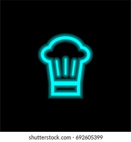 Chef hat blue glowing neon ui ux icon. Glowing sign logo vector
