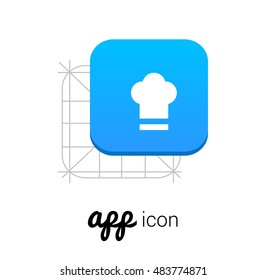 Chef Hat Blue Mobile App UI/UX Button Corporate Logo / Icon Design