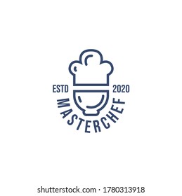 Chef Hat chef and bowl Logo icon for chef with linear style design element