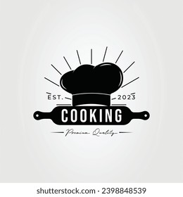 sombrero de chef con rollo de tarta para cocinar logo diseño de ilustración vectorial