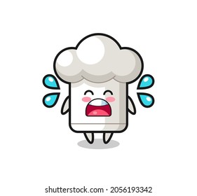 chef hat cartoon illustration with crying gesture , cute style design for t shirt, sticker, logo element