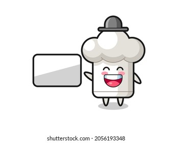 chef hat cartoon illustration doing a presentation , cute style design for t shirt, sticker, logo element