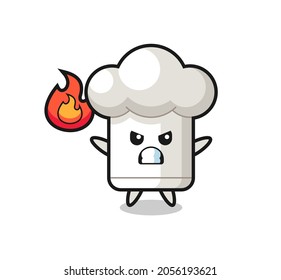chef hat character cartoon with angry gesture , cute style design for t shirt, sticker, logo element