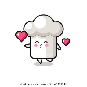 chef hat character cartoon with kissing gesture , cute style design for t shirt, sticker, logo element