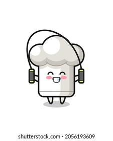 chef hat character cartoon with skipping rope , cute style design for t shirt, sticker, logo element