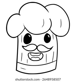 chef hat character illustration hand drawn outline vector