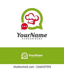 Chef Hat with Chat logo design vector template, Consult Chef logo concepts illustration.