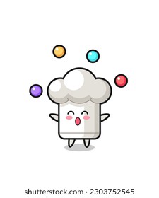 the chef hat circus cartoon juggling a ball , cute style design for t shirt, sticker, logo element