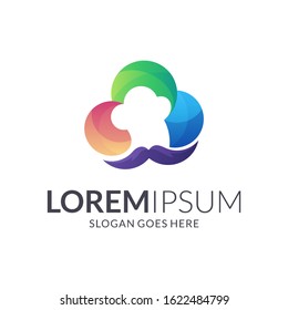 chef hat colorful logo design, restaurant and culinary food business logo template