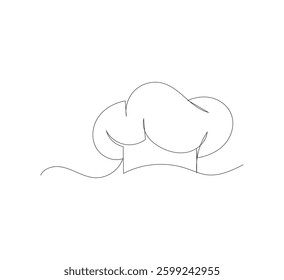 Chef hat continuous line drawing.white background, Cafe symbol, restaurant logo. Editable vector illustration, Chef Hat Continuous Line Icon, One line drawing illustration.
