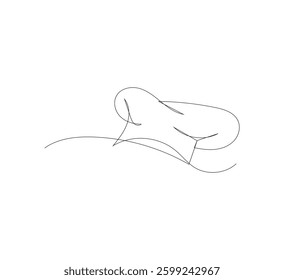 Chef hat continuous line drawing.white background, Cafe symbol, restaurant logo. Editable vector illustration, Chef Hat Continuous Line Icon, One line drawing illustration.
