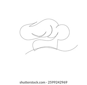 Chef hat continuous line drawing.white background, Cafe symbol, restaurant logo. Editable vector illustration, Chef Hat Continuous Line Icon, One line drawing illustration.
